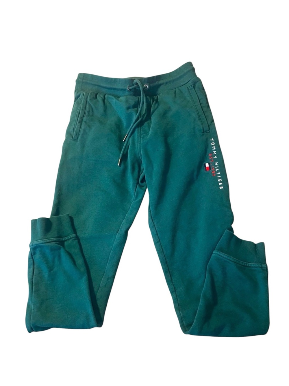 Tommy Hilfiger Logo Men’s Green Joggers with Drawstring Size S.